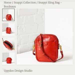 Uppdoo Snappi Red Leather Crossbody Bag